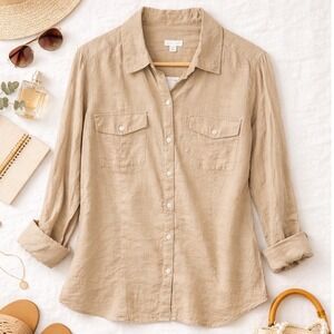 J. Jill 100% Linen Long Sleeve Button Up Top 1X